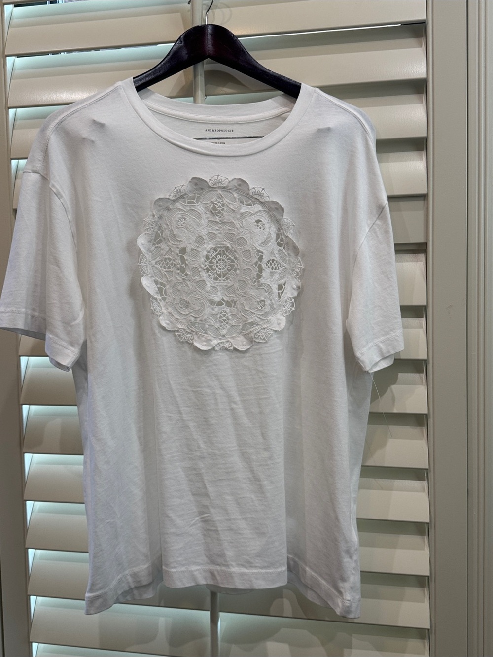 Anthropologie Crochet Boxy Tee